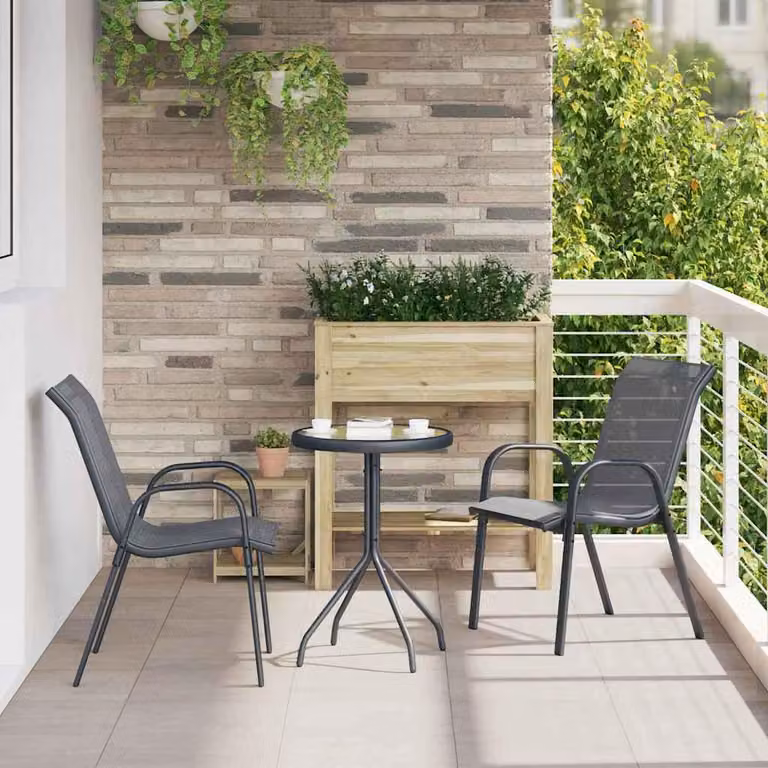 Maison Exclusive - Set da giardino per bistro, 3 pezzi, grigio, acciaio