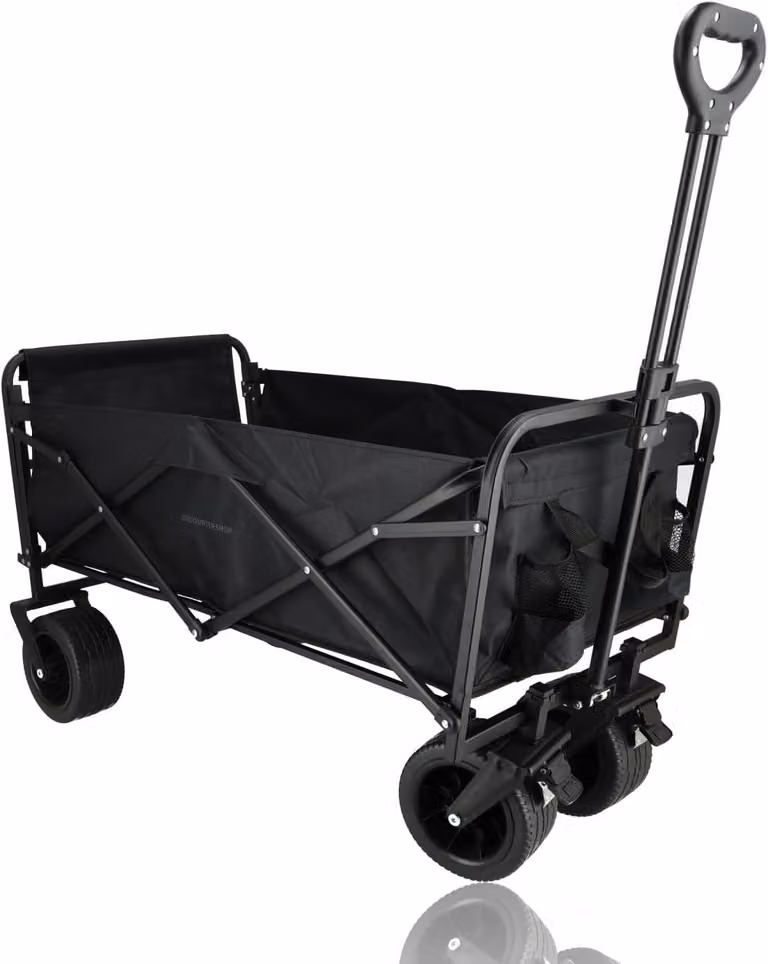 Carrello pieghevole, portata massima di 200 kg, ruote robuste, con freno, ideale per giardino e campeggio