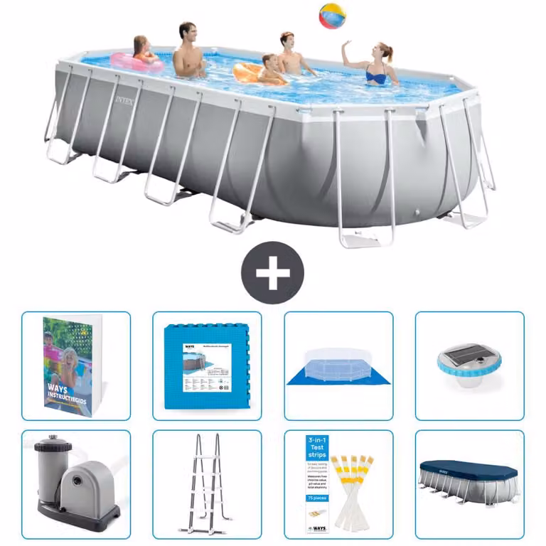 Piscina fuori terra ovale "Prism Frame" - 610x305x122 cm - Kit composto da 7 elementi - Modello S674