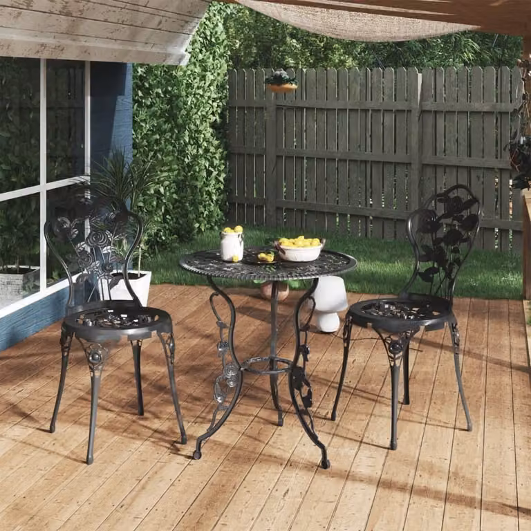 Maison Exclusive - Set da bistrot da 3 pezzi in fusione di alluminio nero