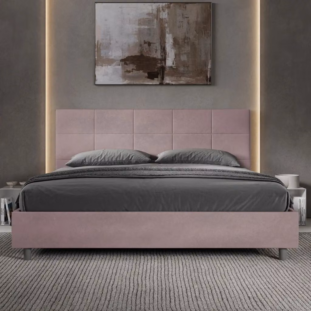 Letto Matrimoniale King Size Mika Giordanoshop Imbottito in Microfibra Colore Glicine L/P/H: 180 x 210 x 122 cm – 2