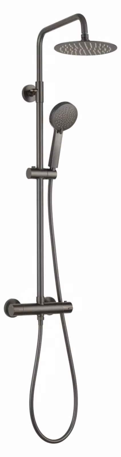 Termostato per miscelatore doccia, in ottone, finitura nero gunmetal, con 2 getti, lunghezza 90 cm