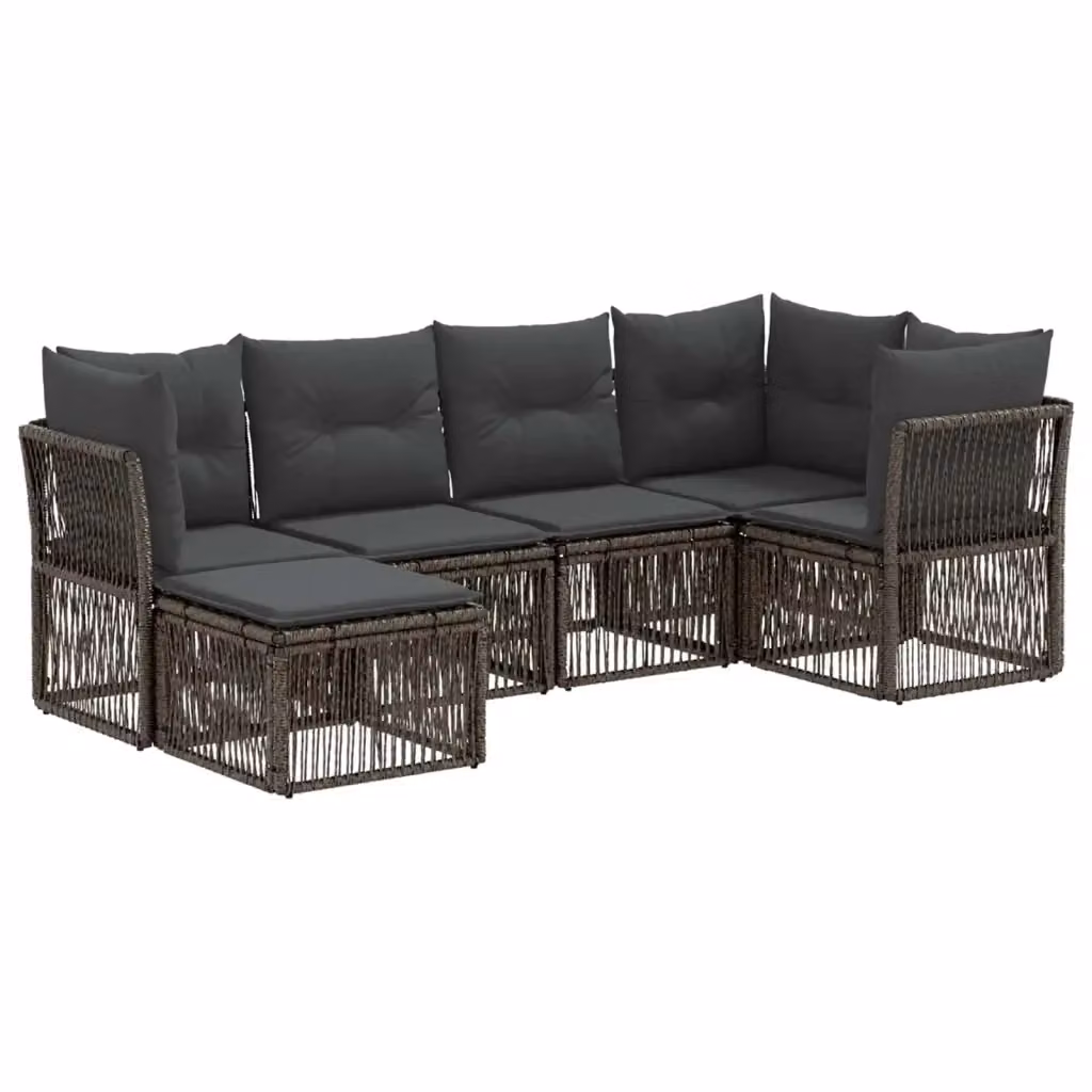 Set Divano da Giardino 6 Pezzi vidaXL Grigio con Cuscini e Struttura in Metallo e Polyrattan – 2