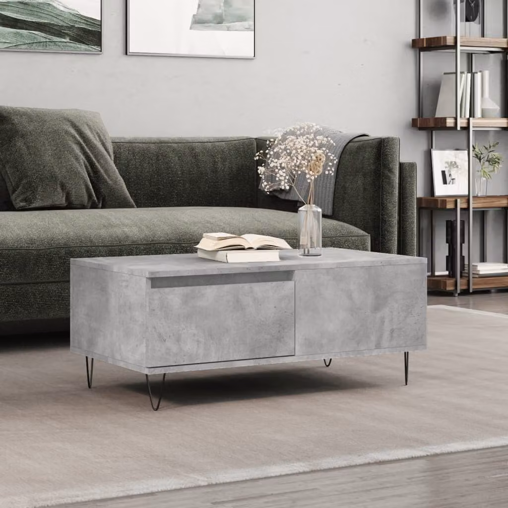 Maison Exclusive - Tavolino grigio cemento 90x50x36,5 cm Materiale ligneo