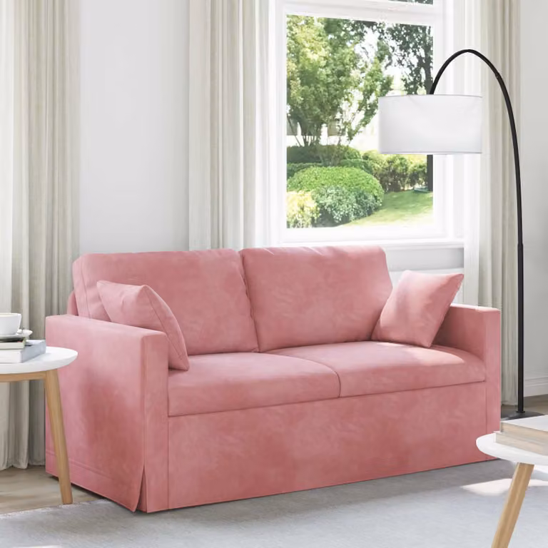 vidaXL Divano Moderno in Velluto Rosa con Cuscini e Coperture Rimovibili L: 158 cm, P: 78 cm, H: 80 cm