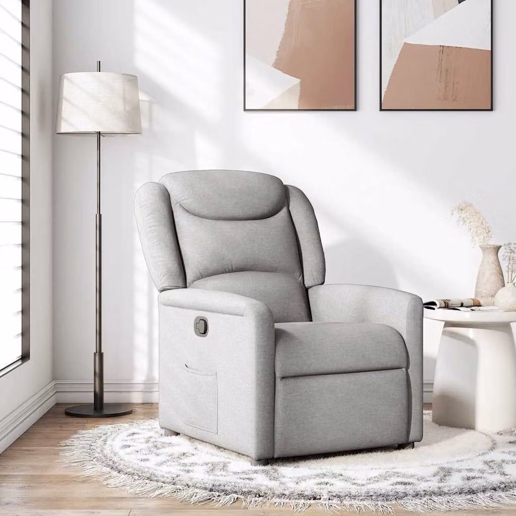 vidaXL Poltrona Reclinabile Relax in Tessuto Grigio con Braccioli e Regolazione Manuale