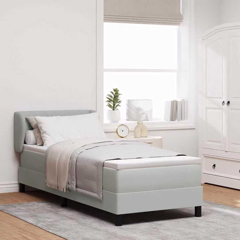 Maison Exclusive - Letto boxspring con testiera grigio chiaro 80 x 200 cm in velluto