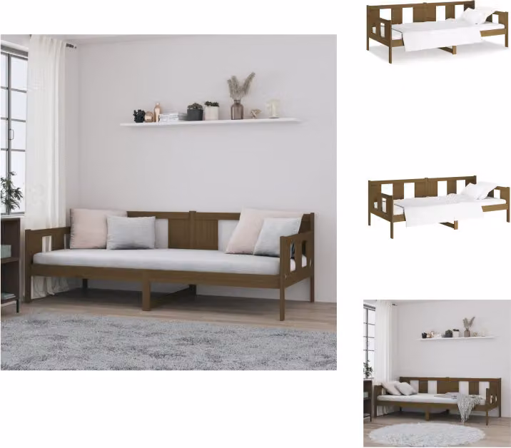 vidaXL Letto da giorno in pino massiccio marrone miele 90x190 cm - Letti & Reti