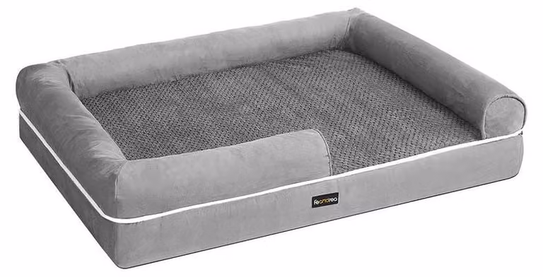 Cuccia ortopedica per cani – impermeabile, rialzata, in peluche, color grigio chiaro