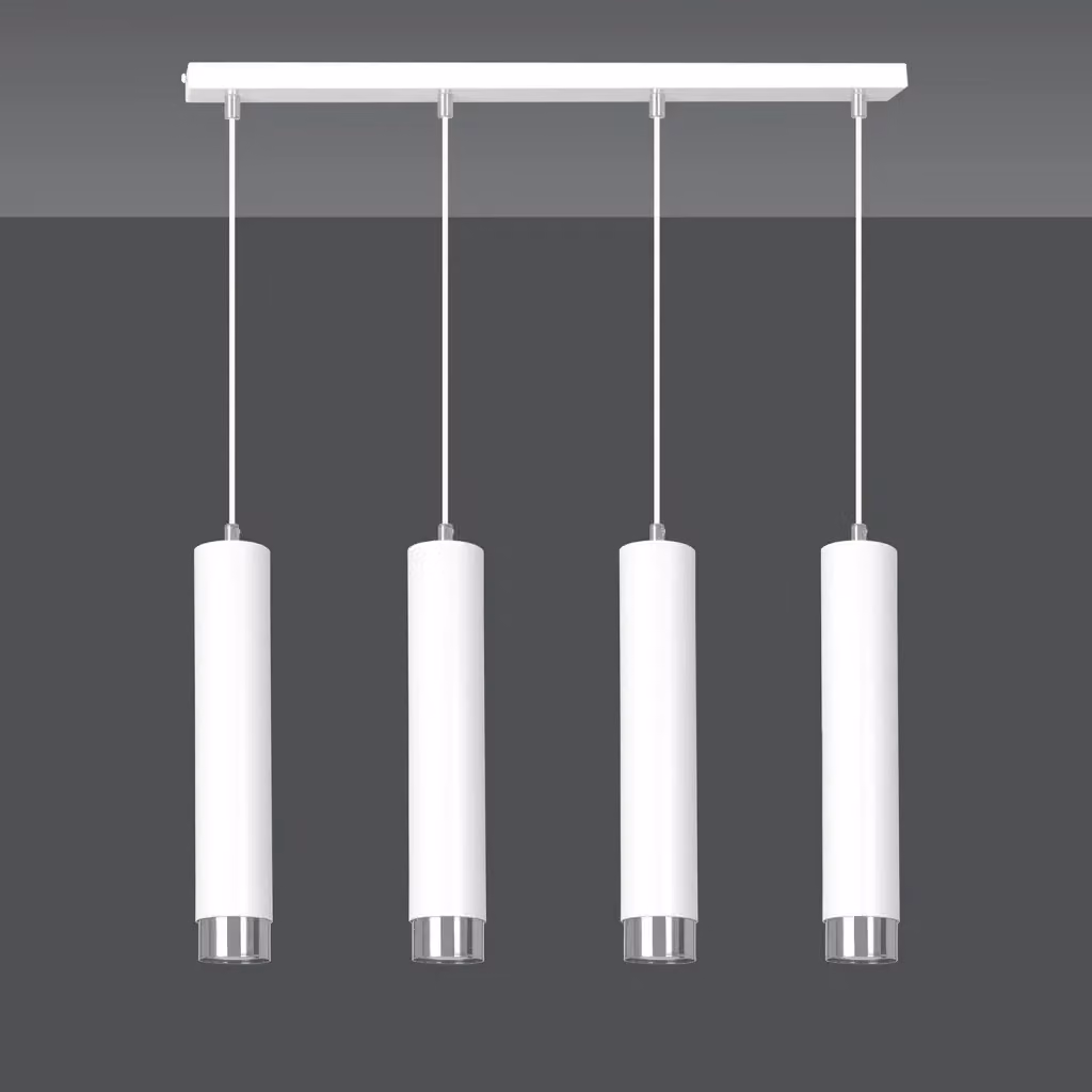 Lampadario Wagner Luceart-Classic a 4 Luci in Acciaio Bianco e Cromo – 2