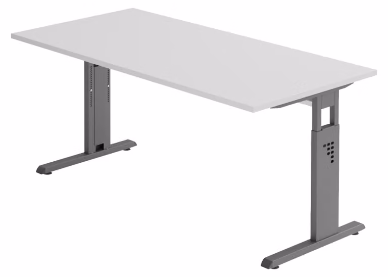 bümö Scrivania Serie-O - Dimensioni: 160 x 80 cm, struttura: grafite, decorazione: grigio