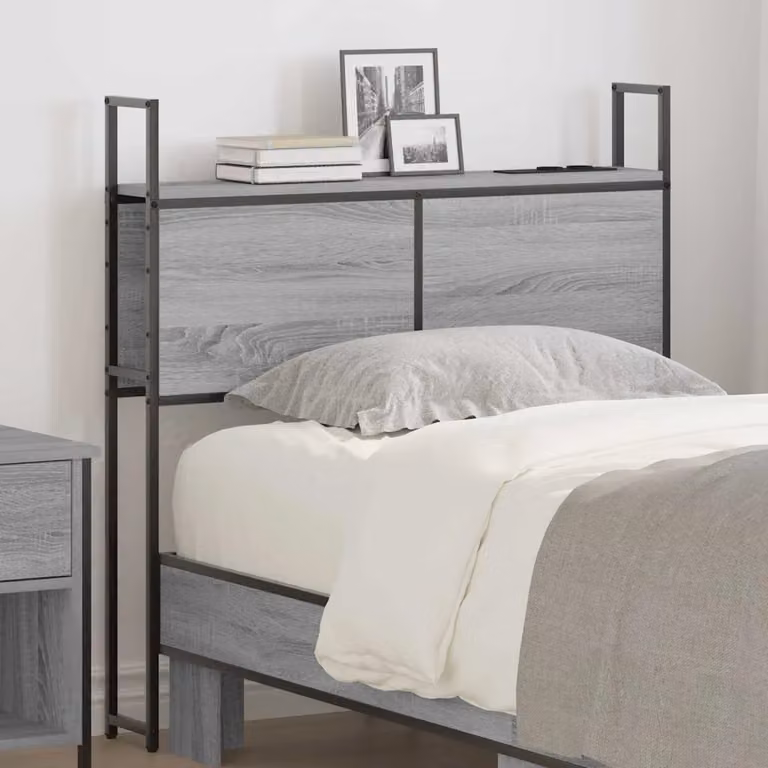 Testiera per letto con stazione di ricarica USB e ripiano integrato vidaXL, Grigio