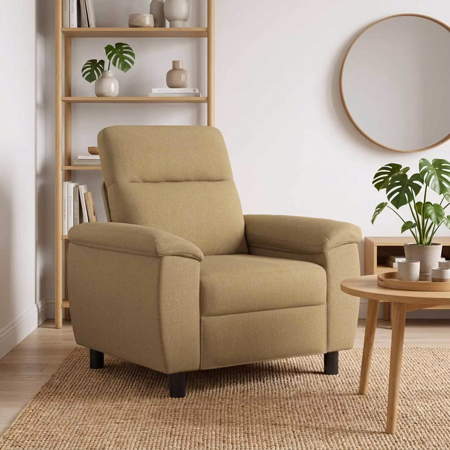 Divano moderno vidaXL in tessuto beige e marrone per soggiorno L/P/H: 95 x 90 x 95 cm