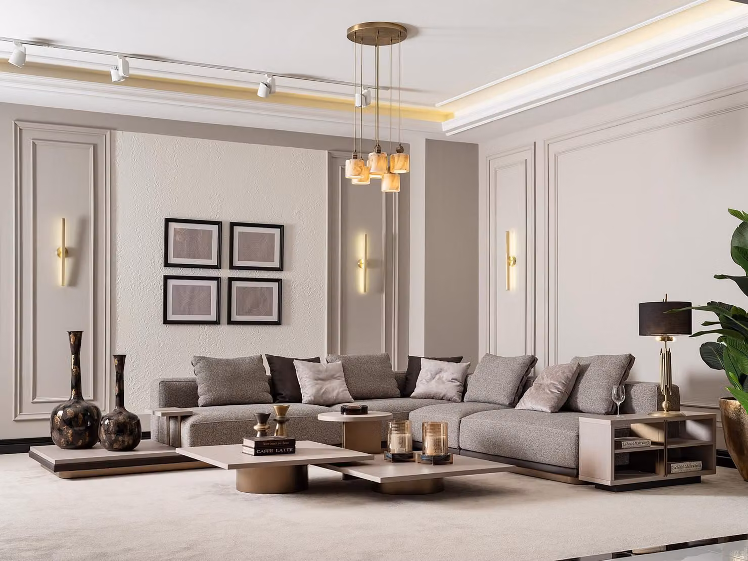 Wohnlandschaft Garnitur Wohnzimmer Ecksofa Sofa Couchtische 5tlg Grau