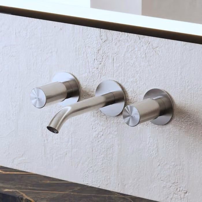 ALLUVION Minerva, miscelatore monocomando per lavabo in acciaio inossidabile, da incasso, con 3 fori, modello 160, senza corpo valvola