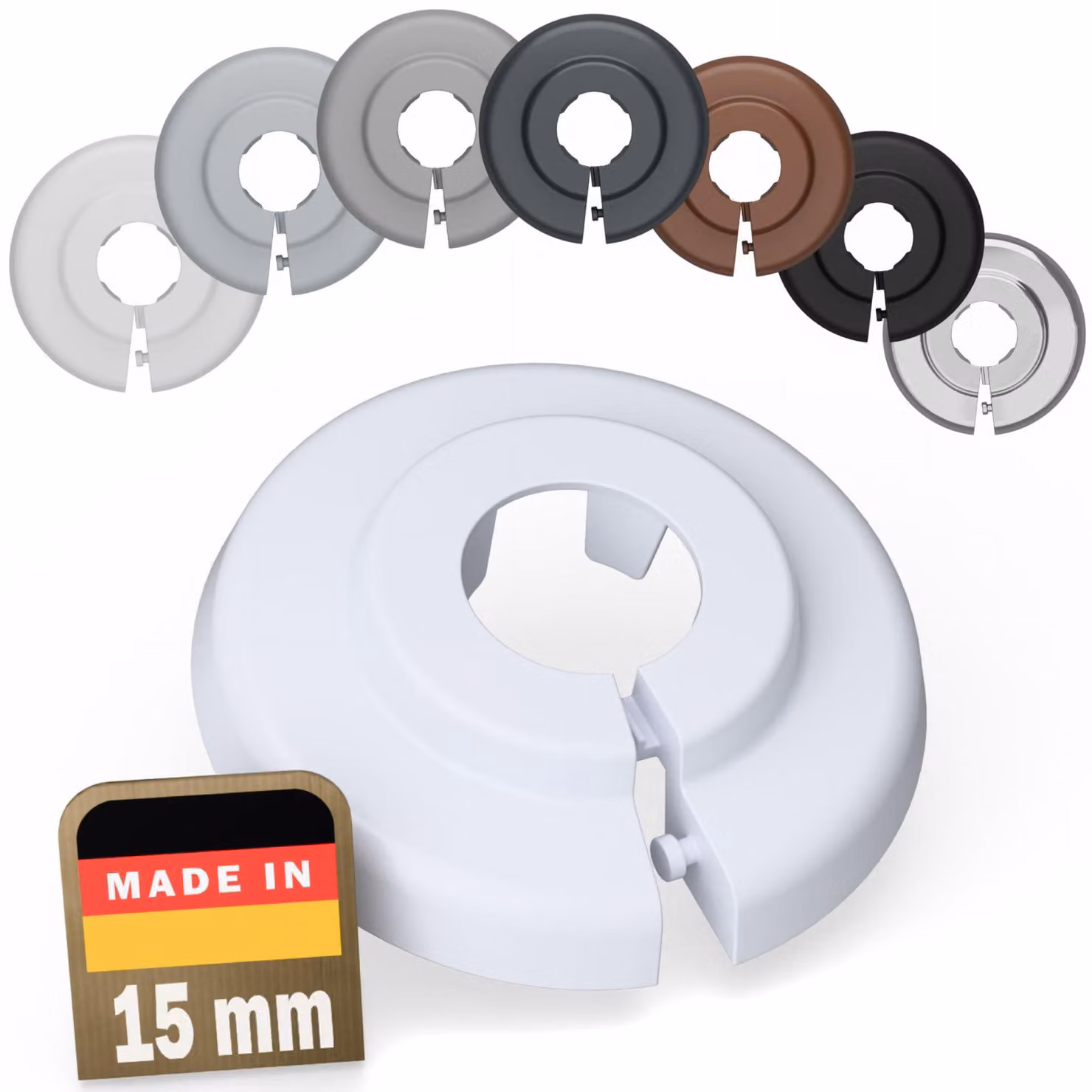 Coperture per tubi dei radiatori, confezione da 10 pezzi, per tubi di diametro 15 mm, colore bianco, adatte per radiatori