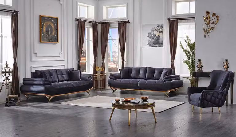 Sofagarnitur 3+3+1 Set Polster Couchen Textil Luxuriöse Wohnzimmer Garnitur
