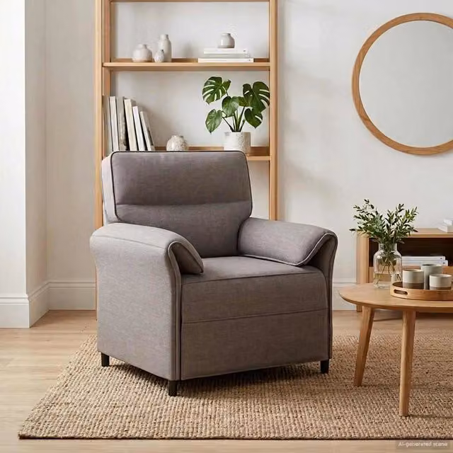 Divano singolo moderno vidaXL color beige e grigio con struttura in metallo e seduta in schiuma, L: 88 cm, P: 83 cm, H: 95 cm