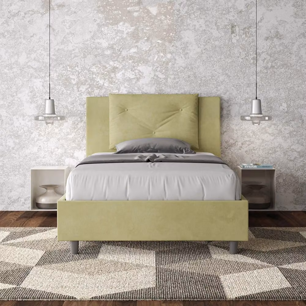 Letto 1 Piazza e Mezzo GIORDANOSHOP con Rete in Microfibra Verde L/P/H: 120 x 200 cm – 2