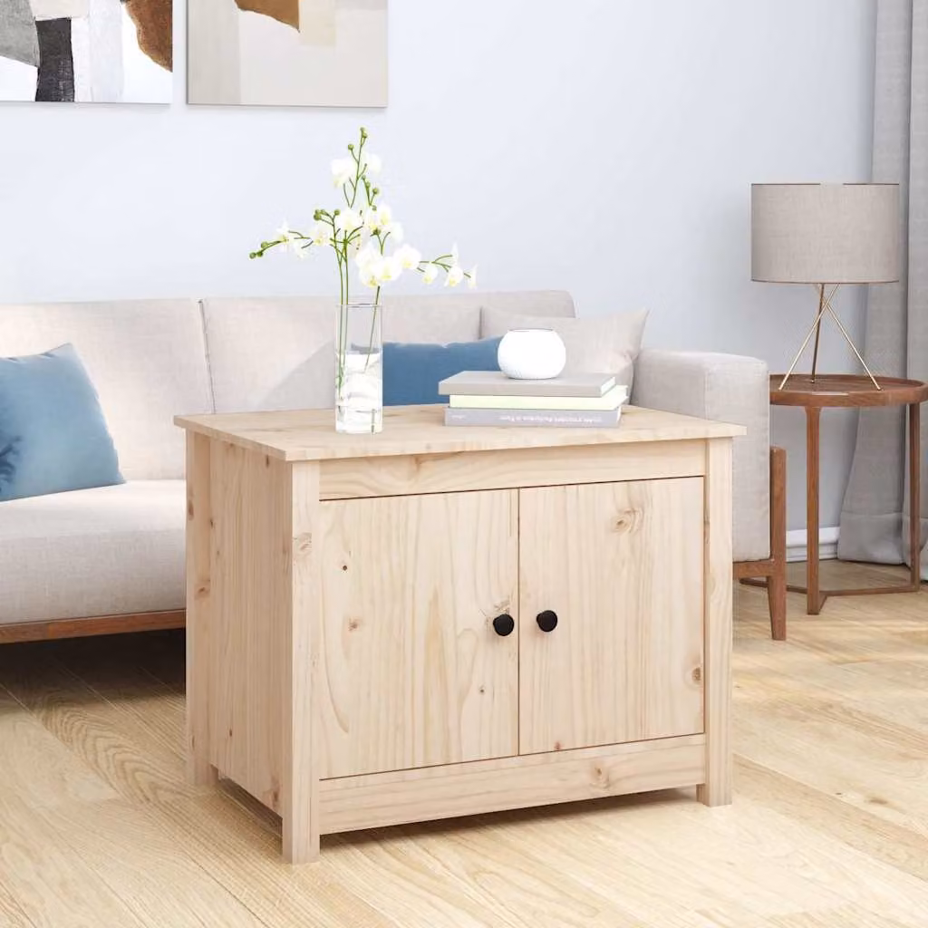 vidaXL Tavolino da Salotto Rettangolare in Legno di Pino Naturale L: 71 cm, P: 49 cm, H: 55 cm