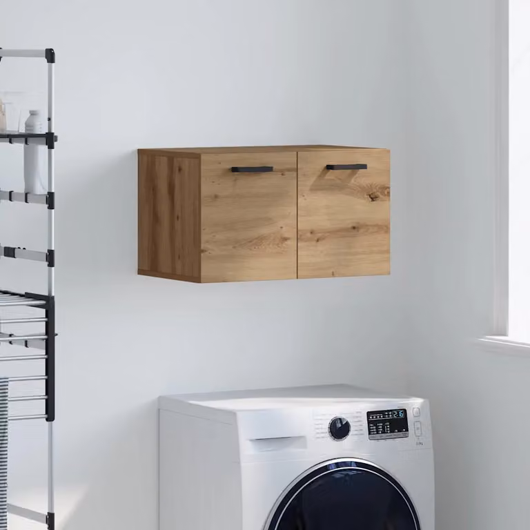 vidaXL Mobiletto a muro moderno in legno color rovere, L: 60 cm, P: 36,5 cm, H: 35 cm