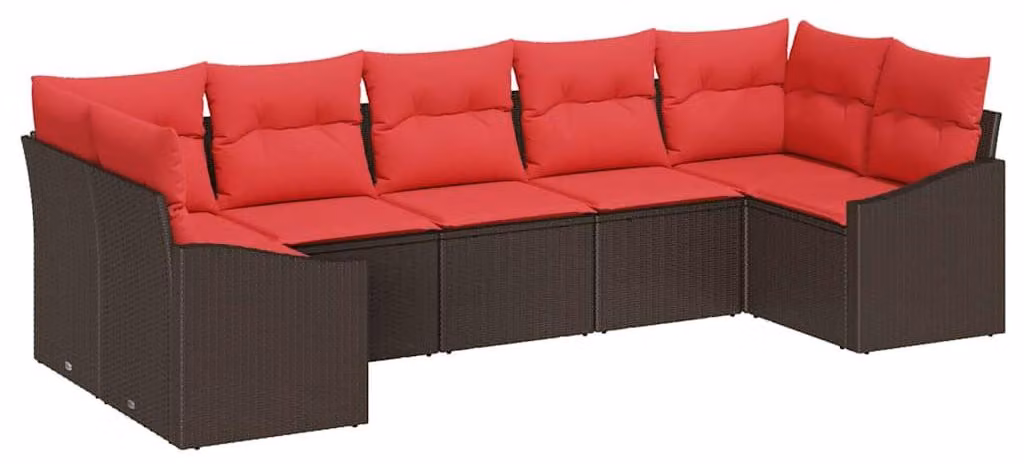 Set di divani da esterno, 7 pezzi, color marrone [materiale sintetico]: rattan sintetico