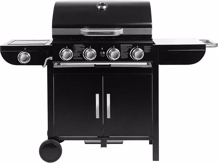 Barbecue a gas - carrello barbecue KKLQ8-64 - gas naturale - 4 bruciatori - 2,93 kW - accensione piezoelettrica - termometro - acciaio smaltato porcellanato
