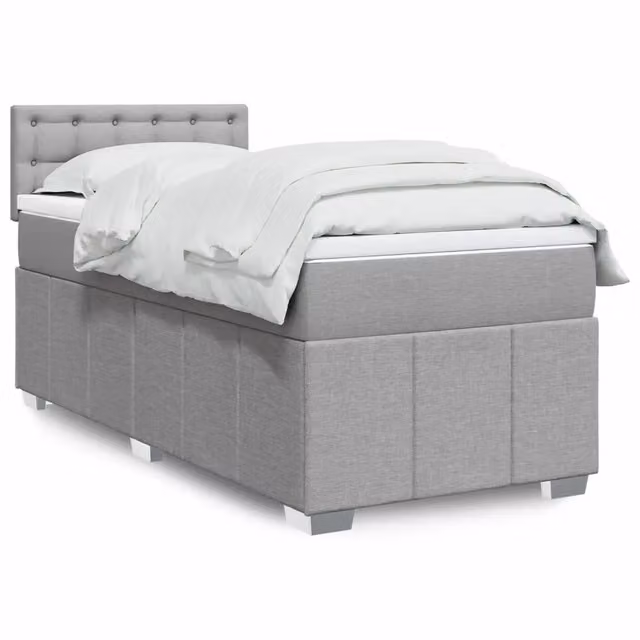 Letto Ibrido vidaXL con Materasso a Molle Grigio Chiaro e Bianco L/P: 100 x 200 cm