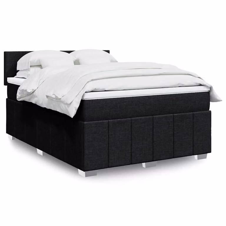 vidaXL Giroletto a Molle Ibrido con Materasso in Tessuto Nero L/P/H: 140 x 200 x 100,5 cm