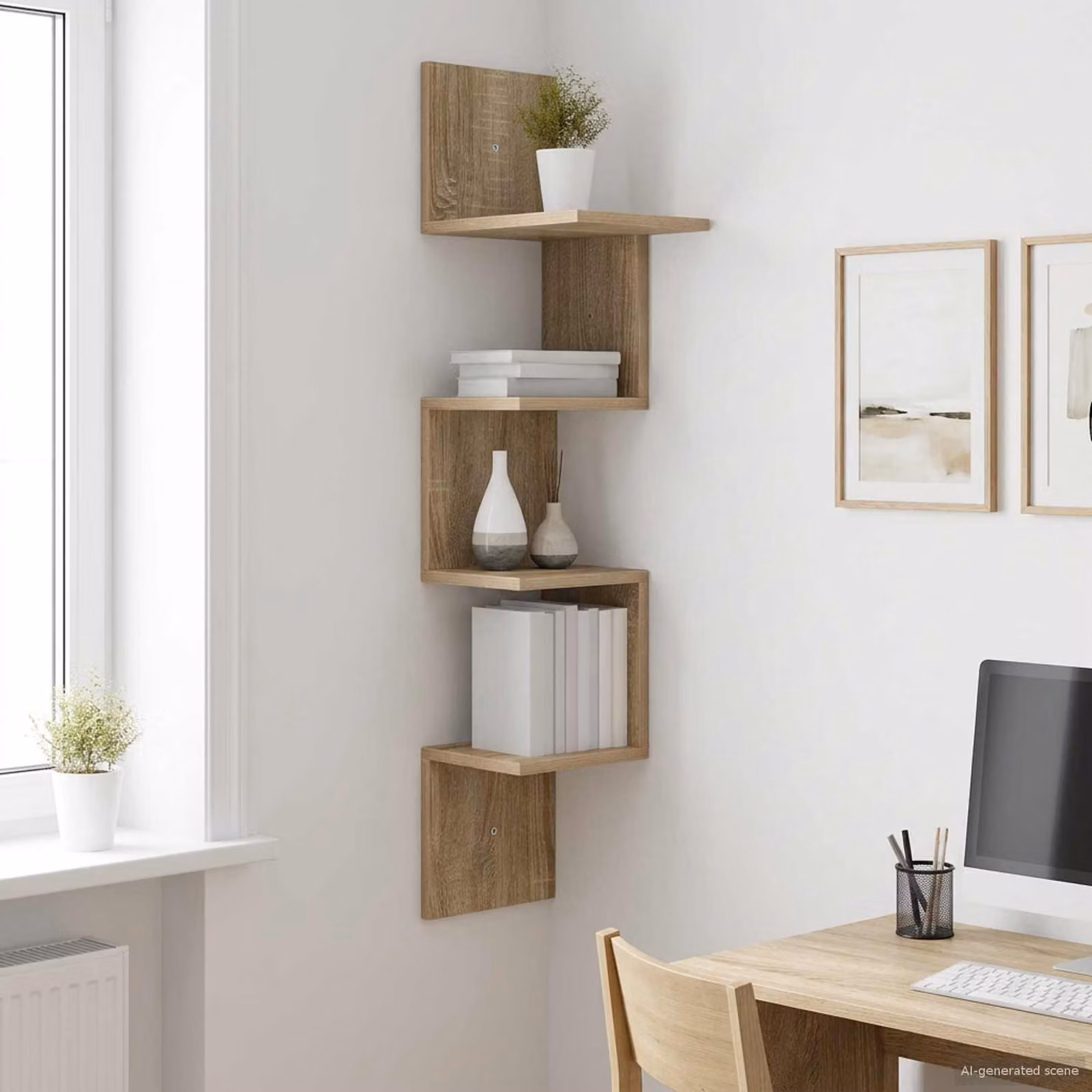 Scaffale da parete moderno vidaXL in Rovere Sonoma, colore marrone, L: 32 cm, P: 21 cm, H: 107 cm