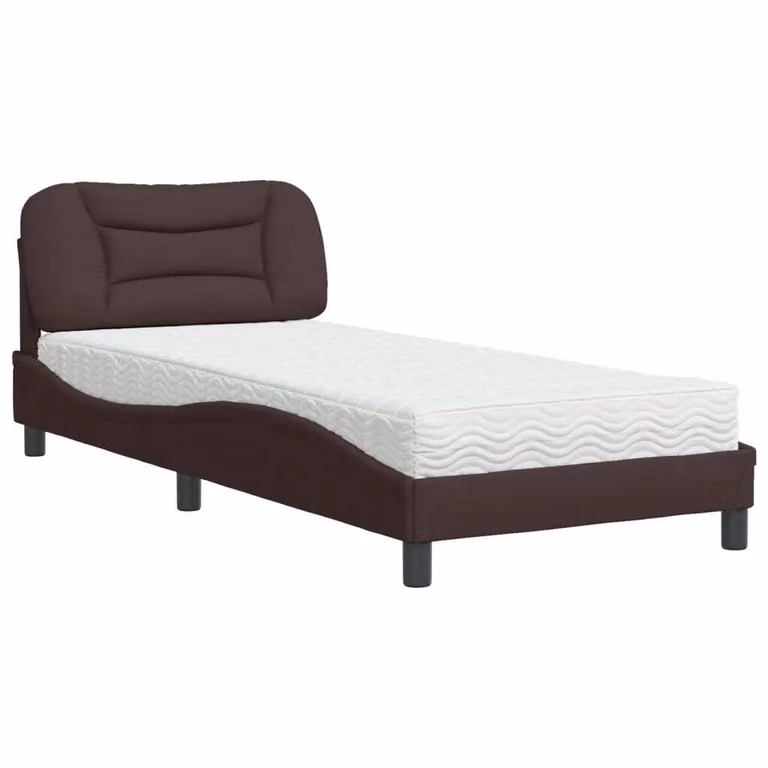 Letto con Materasso Hvar Marrone Scuro 90x200 cm in Tessuto
