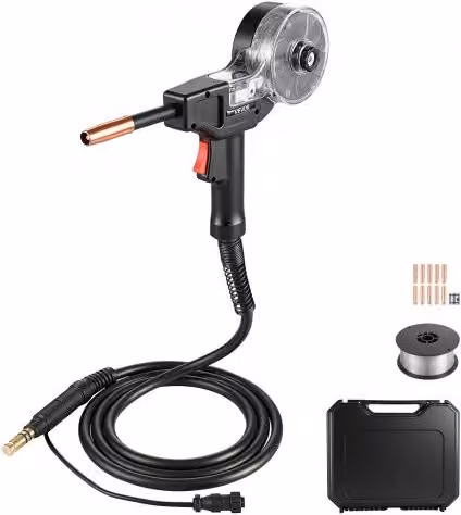 Torcia MIG VEVOR per Saldatura 130A con Cavo da 3 m, Pistola Compatibile con Lincoln Magnum 100SG, Colore Nero, Include 11 Punte di Contatto di Ricambio e Valigetta Attrezzi