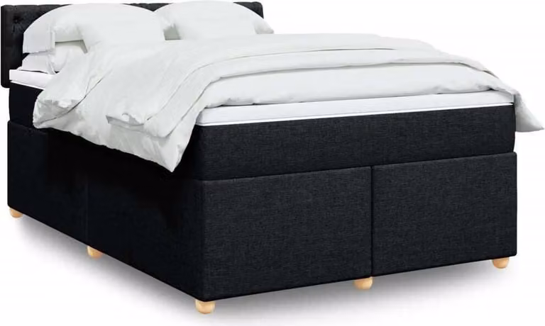 Maison Exclusive - Giroletto a Molle con Materasso Nero 140x200 cm in Tessuto
