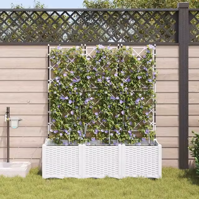 Vaso da giardino 3 pz Bianco 120 x 40 x 142 cm PP 42002921