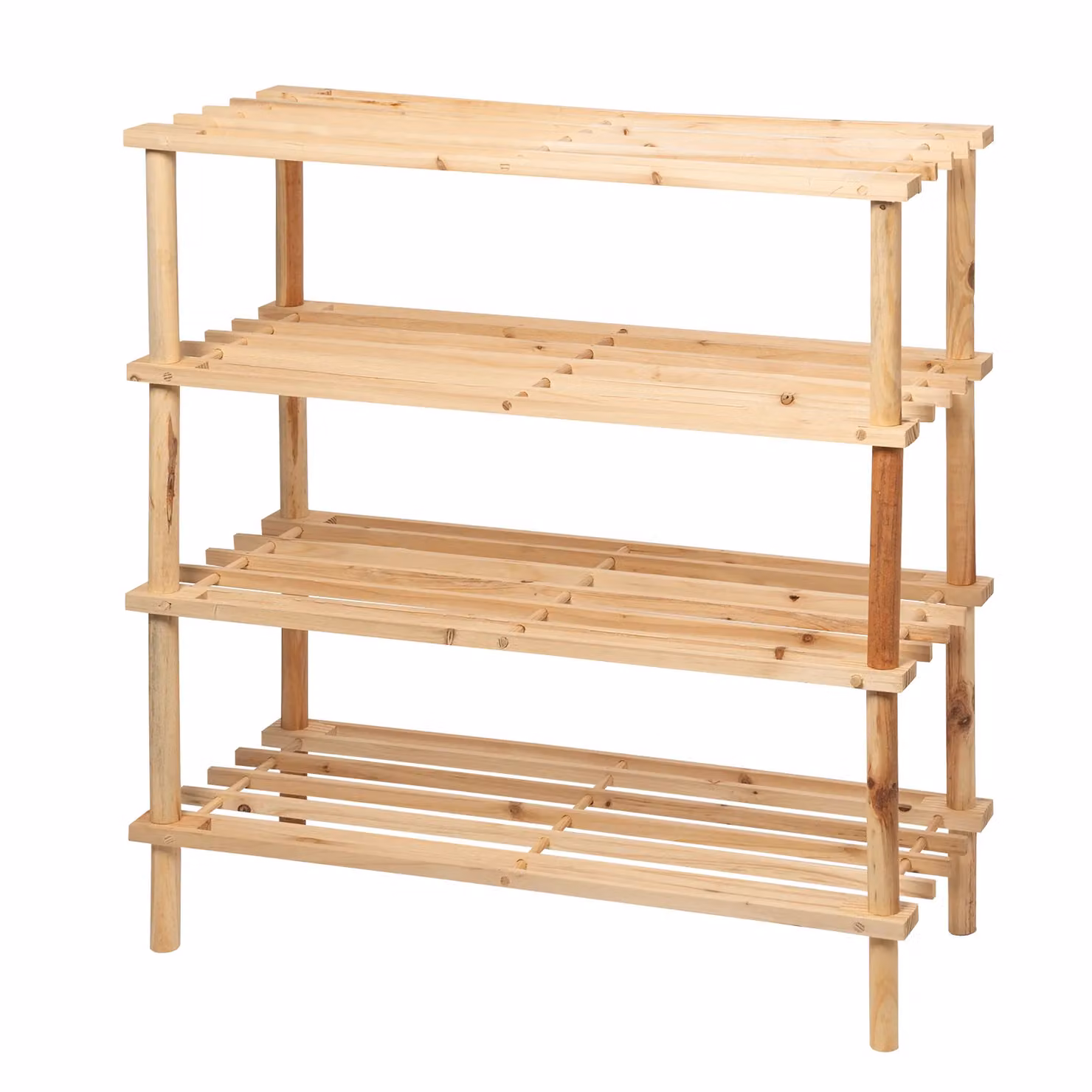 Scarpiera in legno di abete VESTIAMO CASA Linea Woodhandy con 4 ripiani per 12 paia, colore beige, H 67 cm x L 63 cm x P 26,5 cm