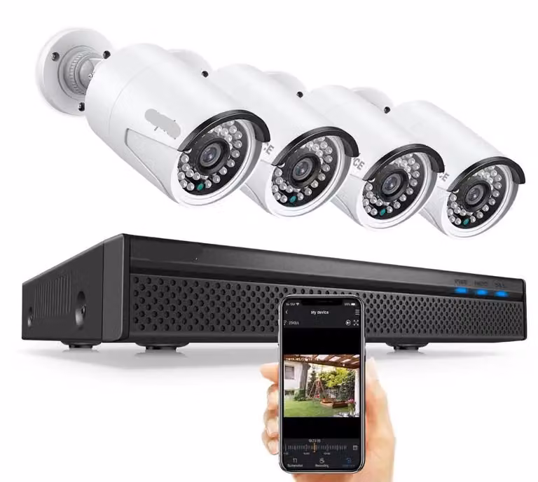 Sistema di videosorveglianza - 5MP - Telecamera di sicurezza - Grado di protezione IP66 (resistente all'acqua) - Registratore video in rete (NVR) a 8 canali - Disco rigido da 1TB