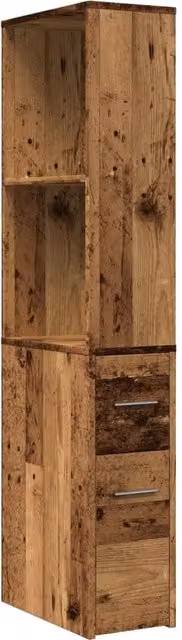 Mobiletto da bagno stretto con rotelle HELLOSHOP26 in legno composito effetto legno anticato marrone L/P/H: 22 x 41 x 135 cm