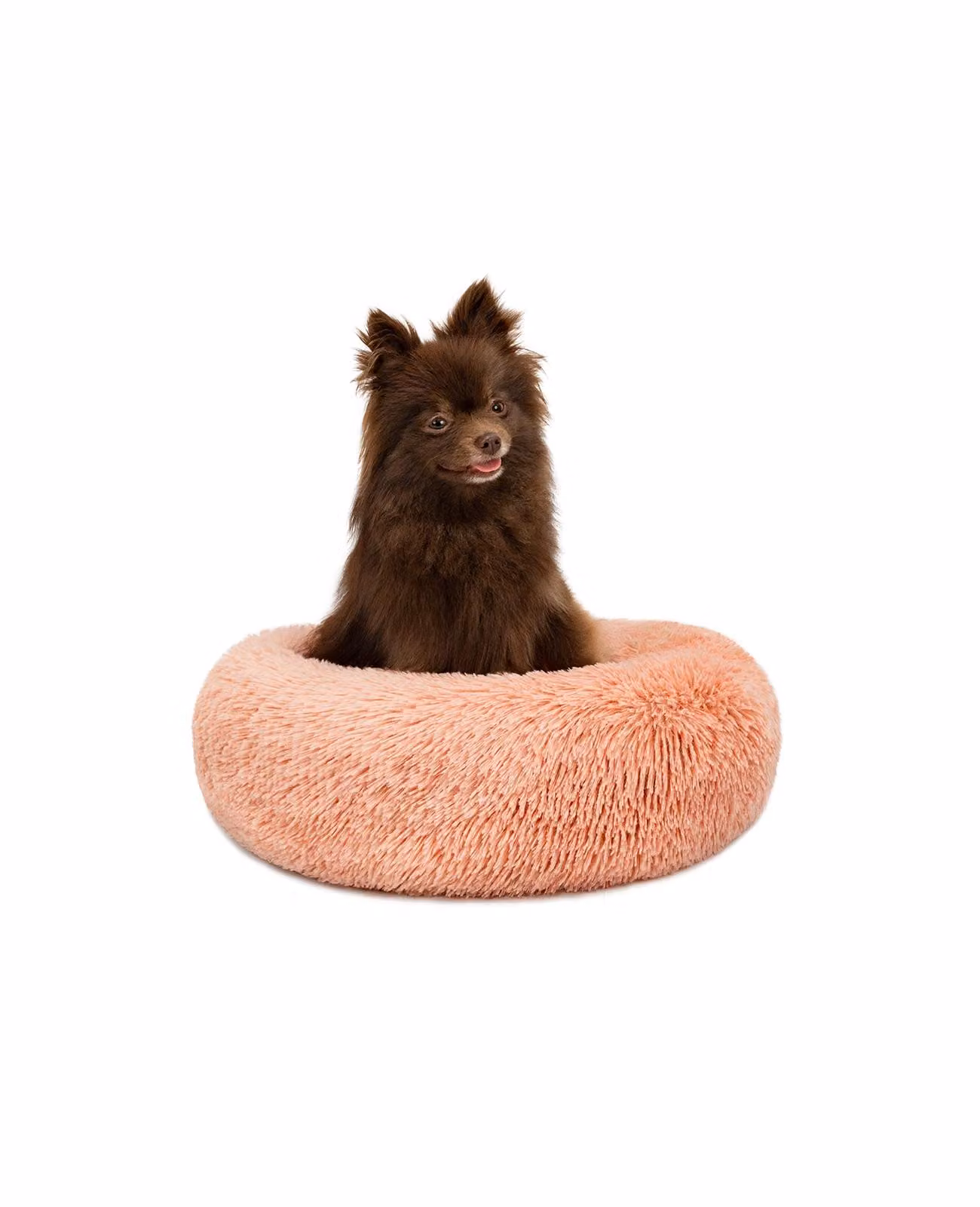 lionto Donut dog bed, divano rotondo per cani con rivestimento in peluche e borchie antiscivolo, morbido e accogliente, diametro 40 cm, rosa