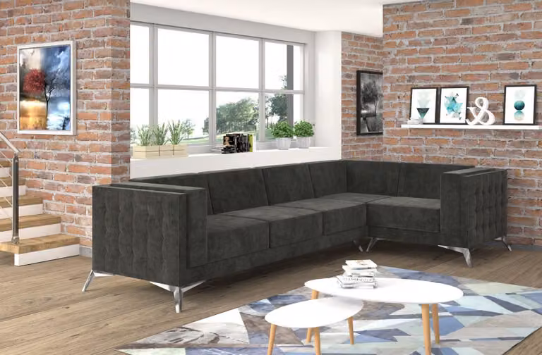 Ecksofa Chesterfield Sofa Polstergarnitur Couch Wohnlandschaft L-Form Design