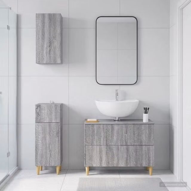 Set di armadietti da bagno in 3 pezzi DELFT Sonoma grigio 3417789