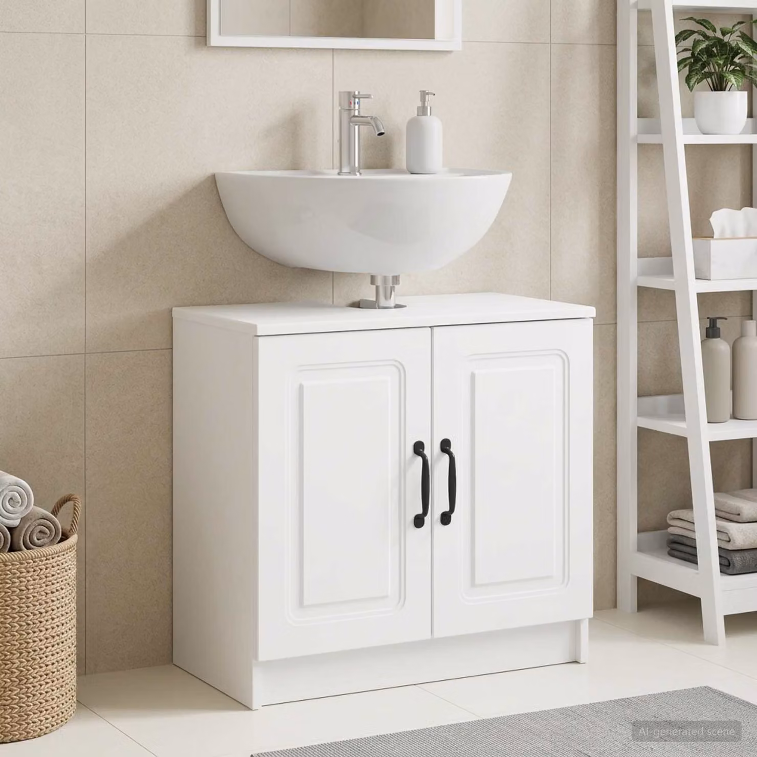 Armadio per lavabo da bagno vidaXL UTRECHT bianco moderno con ante a battente L/P/H: 59,5 x 31,5 x 56 cm