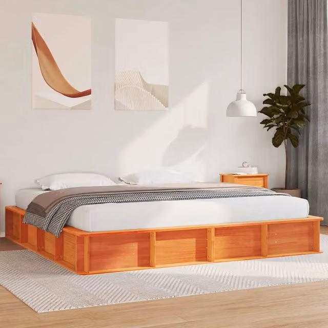 Struttura del letto Marrone cerato 200 x 200 cm Pino massello 3385705