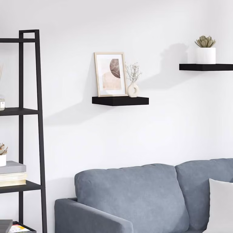 Scaffale a parete moderno vidaXL in MDF e metallo nero L 23 cm, P 23,5 cm, H 3,8 cm
