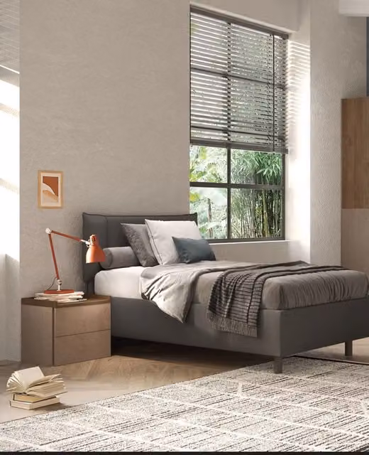Comodino Quinn con 2 cassetti soft close colore bronzo e noce mercure Veriaffari