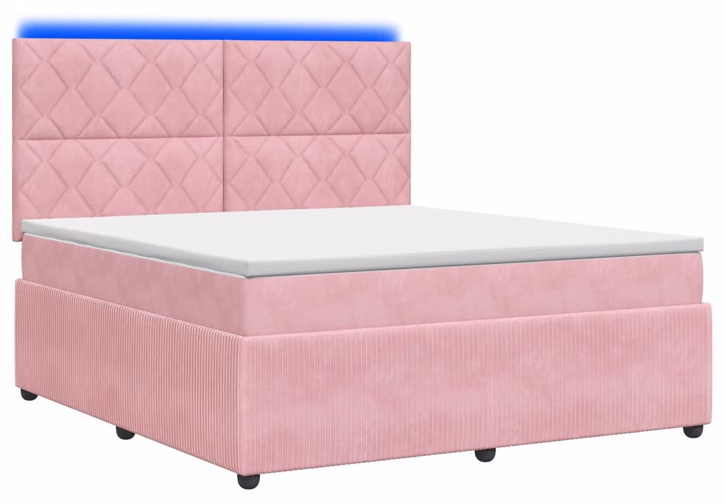 Letto a molle LED con materasso rosa 140 x 200 cm in velluto