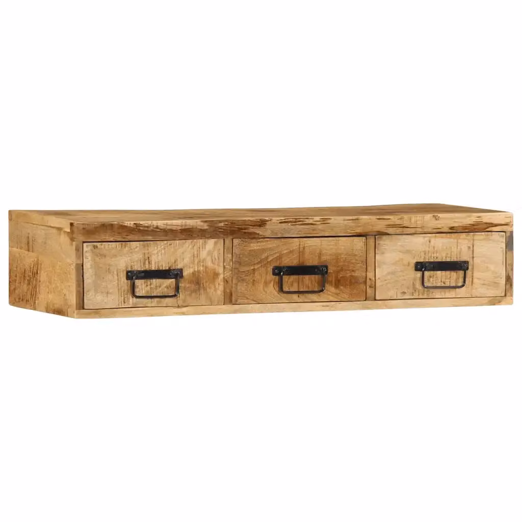 Mobile TV da parete vidaXL in legno di mango massello marrone L: 100 cm, P: 30 cm, H: 19 cm – 2