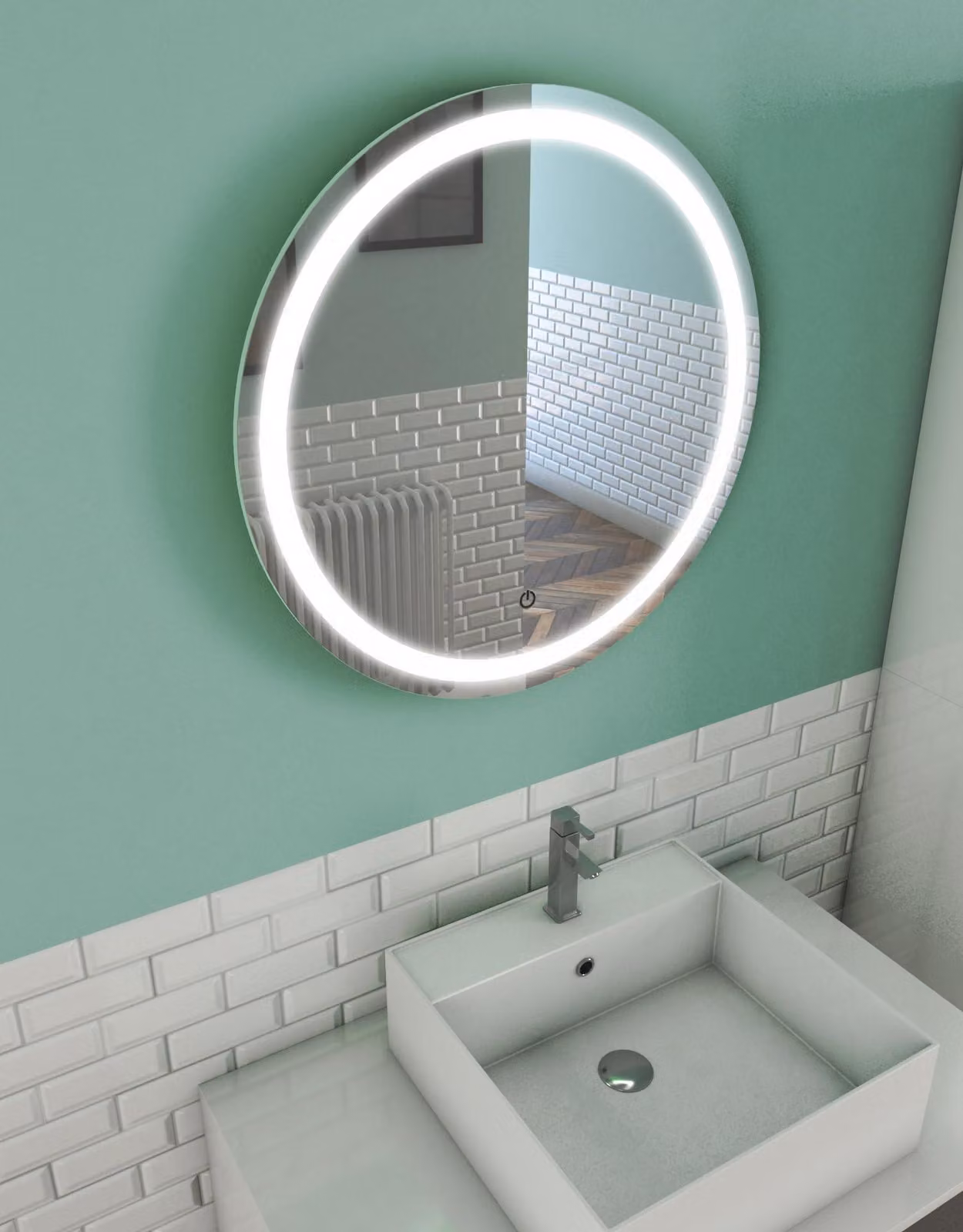 Specchio da bagno a LED, auto-illuminante, diametro 59 cm, forma circolare