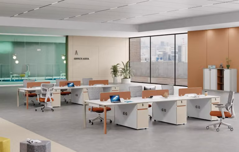 Arbeitsplatz für 6 Personen mit 2x Kommoden Büroeinrichtung Arbeitsplatz Möbel