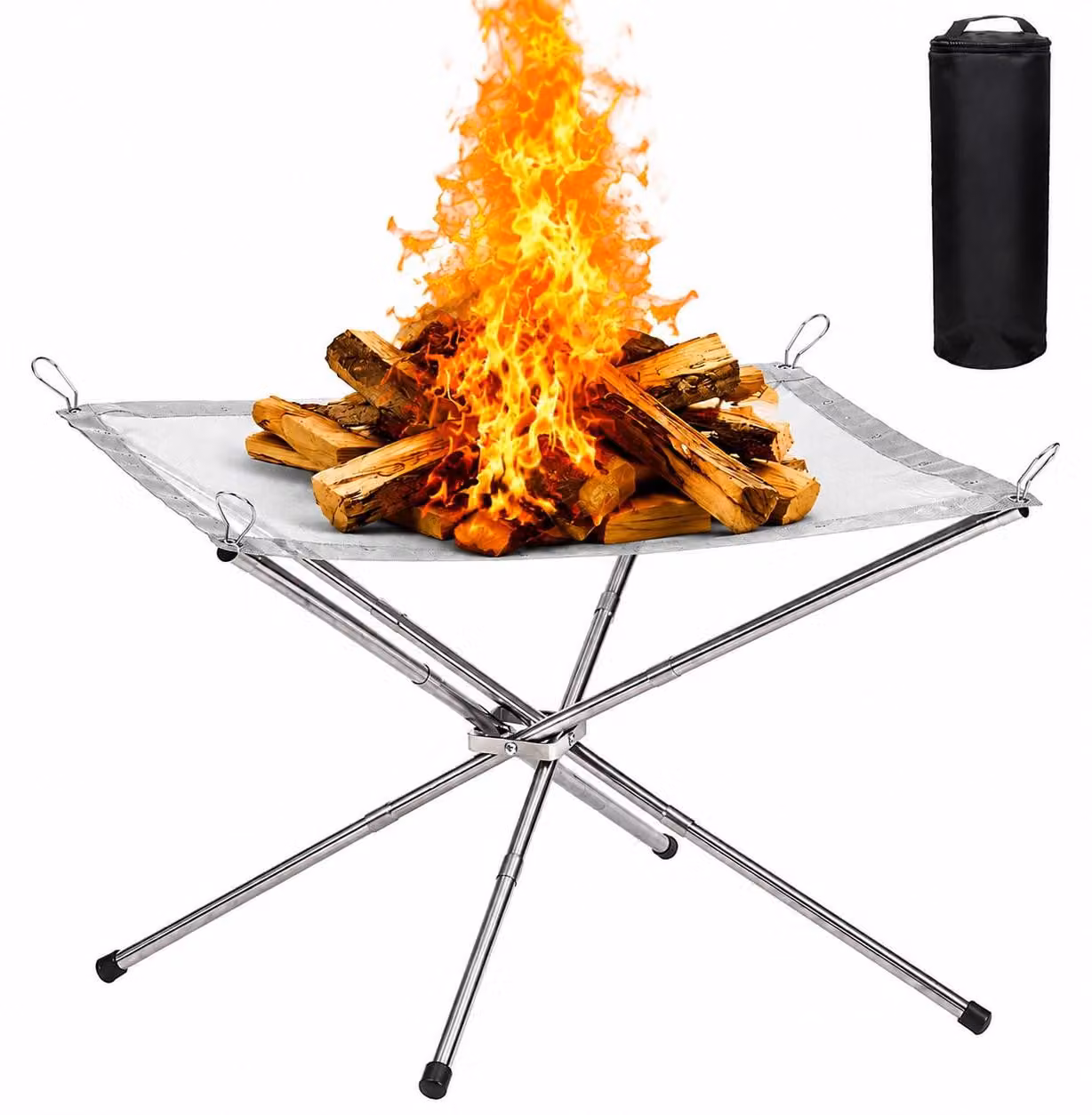 Focolare pieghevole - 54 cm quadrato - Acciaio inossidabile
