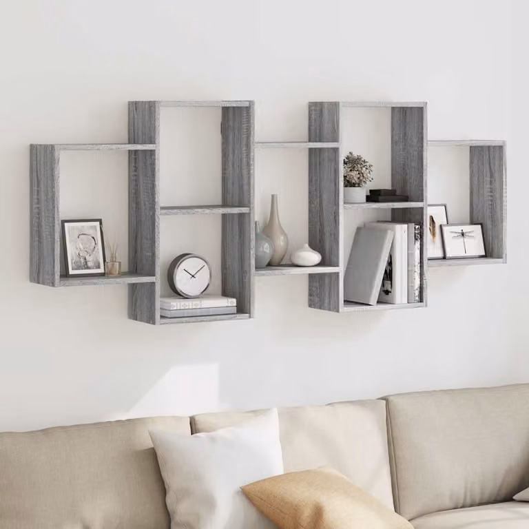 Mensola a muro moderna vidaXL in MDF Grigio, L 159 cm x P 18 cm x H 65 cm